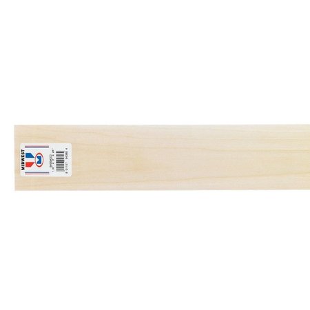 MIDWEST Products 1/4 in. X 3 in. W X 2 ft. L Basswood Sheet #2/BTR Premium Grade 4306